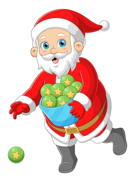 Santa Claus Med Många Glödlampor För Dekoration Julgran Illustration — Stock vektor