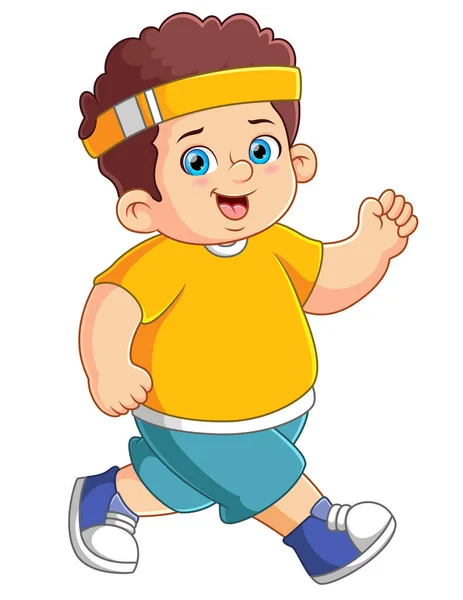 Ένα Χοντρό Αγόρι Τρέχει Τόσο Γρήγορα Της Απεικόνισης — Διανυσματικό Αρχείο