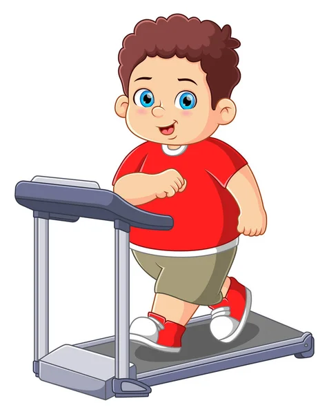 Ένα Αγόρι Τρέχει Ένα Διάδρομο Στο Γυμναστήριο Της Εικονογράφησης — Διανυσματικό Αρχείο