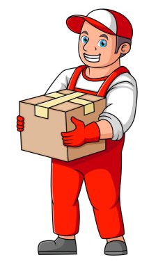 A man works as a professional delivery man of illustration