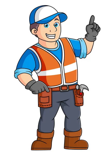 Man Does Work Professional Building Construction Illustration — Stockvector