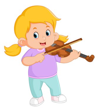 a cute girl playing the violin of illustration