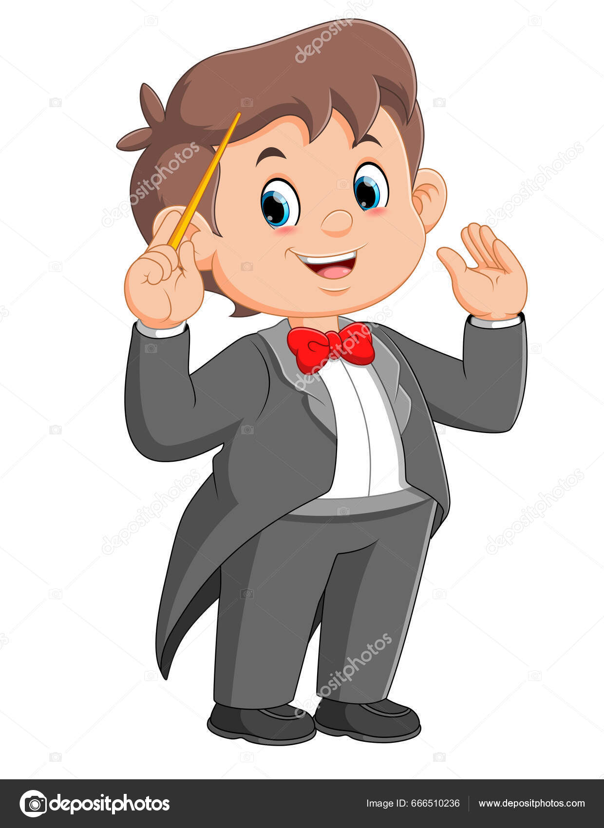 Dibujos Animados Director Orquesta Niño Dirigiendo Con Bastón Ilustración  Vector de stock #666510236 de ©hermandesign2015@gmail.com, image size:1240x1700