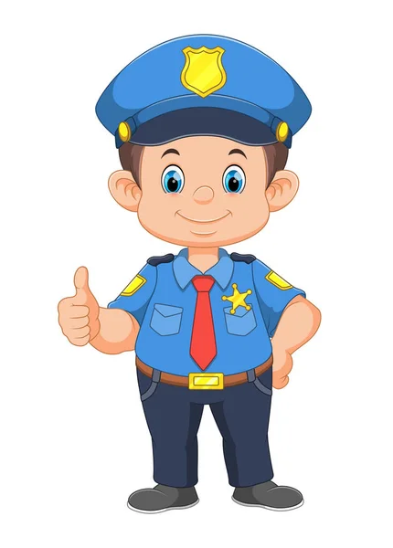 Kreskówka Uśmiechnięty Oficer Policjant Stojący Ilustracja — Wektor stockowy