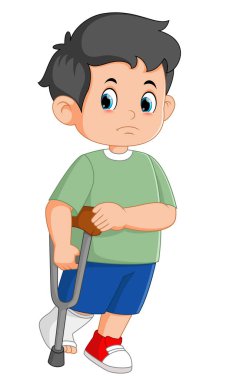 Çizgi filmdeki küçük çocuk resimden bacağını kırmış.