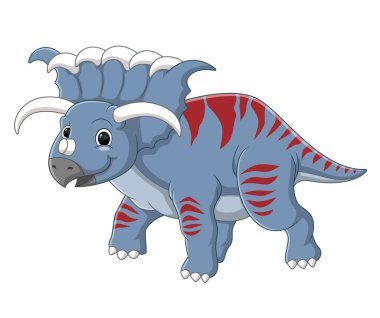 Çizgi film, resimlerin beyaz arka planında yer alan Kosmoceratops dinozoru