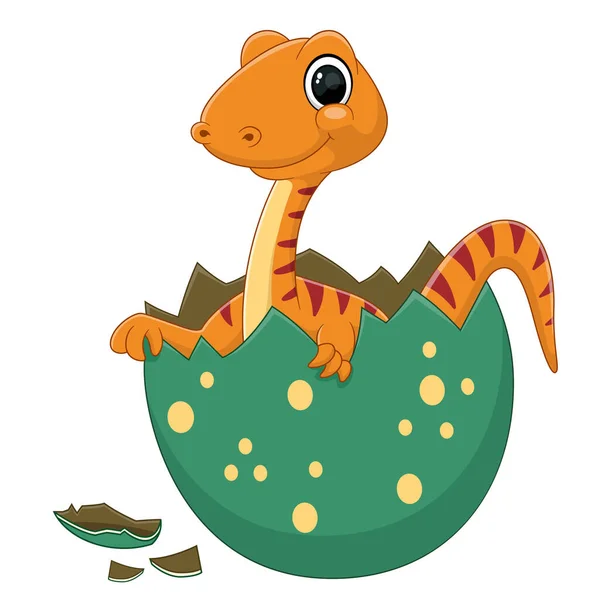 イラストの卵から孵化する漫画の赤ん坊プルケロサウルス恐竜 — ストックベクタ