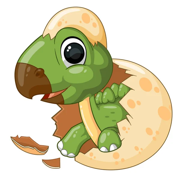 イラストの卵から孵化する漫画の赤ん坊アルゴサウルス恐竜 — ストックベクタ