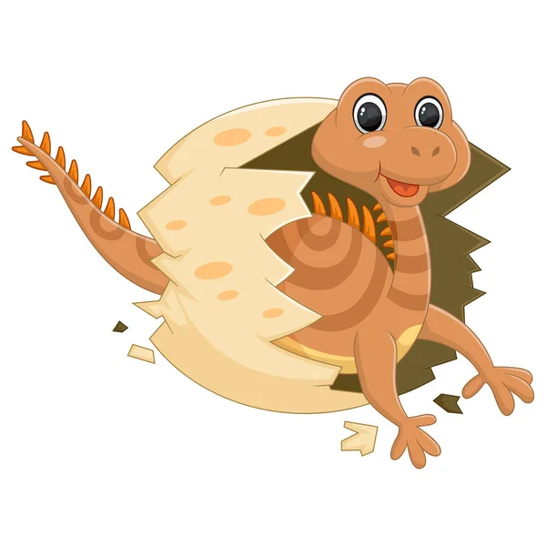 Cartoon Baby Ignavusaurus Dinosaur Hatching Egg Illustration — Stock Vector