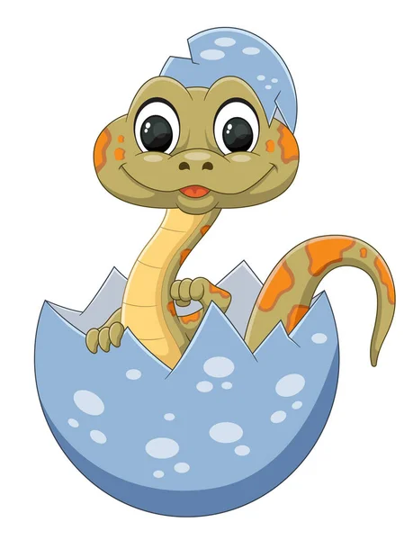 Cartoon Baby Yunnanosaurus Dinosaur Hatching Egg Illustration — Stock Vector