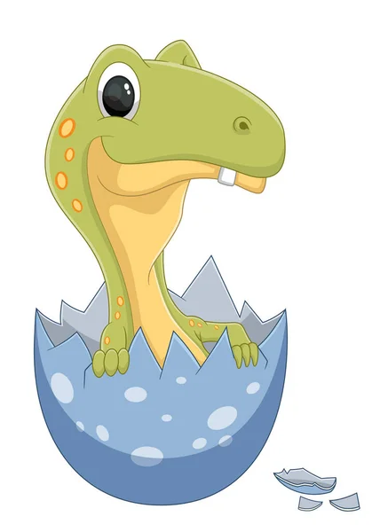 イラストの卵から孵化する漫画の赤ん坊の認識恐竜 — ストックベクタ