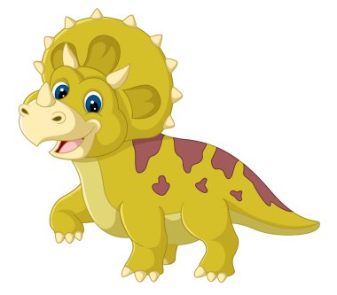 Çizgi film triceratops beyaz arkaplan resimleme