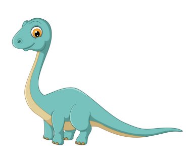 Çizgi roman diplodocus beyaz arkaplan illüstrasyon