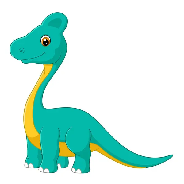 Cartoon Brachiosaurus White Background Illustration — Stock Vector