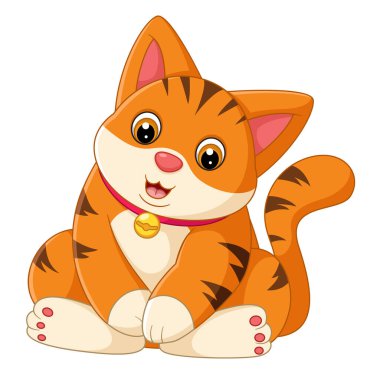 Şişko kedi zevkle oturur, neşe saçar ve resimlerin kabarık görkemi