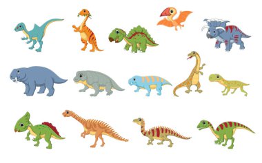 Dinozorlar seti çok şirin. Etçil, otçul ve resimli uçan dinozorlar.