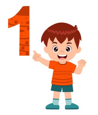 Mutlu küçük çocuk illüstrasyonun bir numaralı dersi.