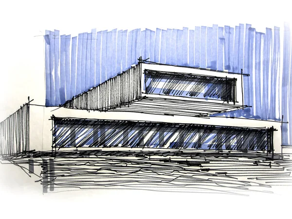 Architectural sketching. Handmade sketch. Graphic drawings, sketches.