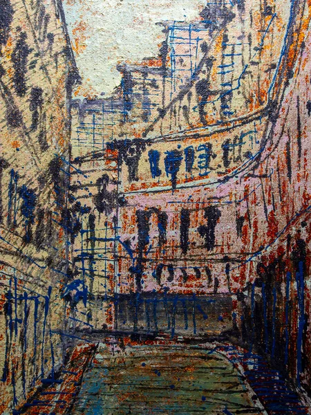 Kolory Olejne Płótnie Fragment Dzieła Sztuki Tekstura Malarstwa Kolorowe Tło — Zdjęcie stockowe