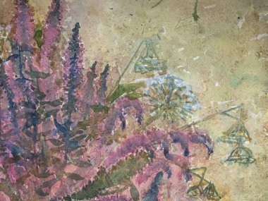 Bir buket pembe dağ çiçeği. Sergio Kovalov 'un suluboya resmi.