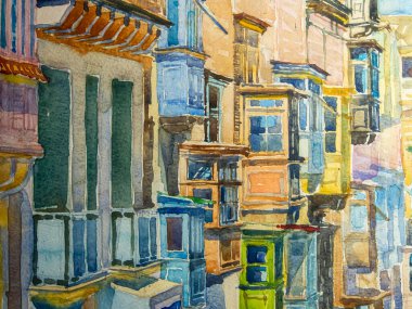 Valetta, Malta. Kağıt üzerinde suluboya. Resim: Sergio Kovalov.