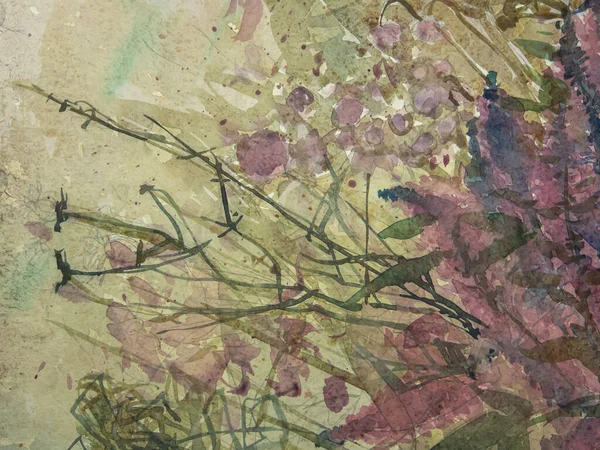 ピンクの山の花の花束 セルジオ コヴァロフの水彩画 — ストック写真