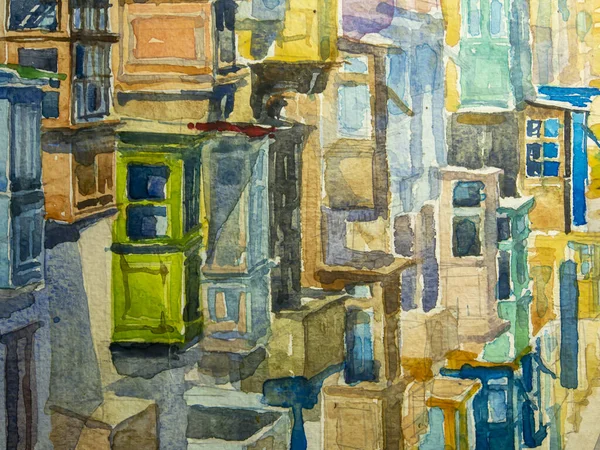 Valetta, Malta. Kağıt üzerinde suluboya. Resim: Sergio Kovalov.