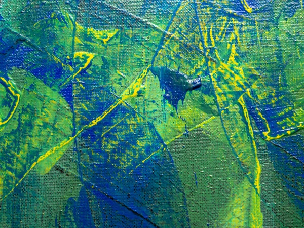 Abstrakt Målning Bakgrund Gula Gröna Och Blå Färger Akryl Duk — Stockfoto