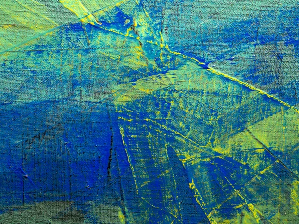 Αφηρημένο Φόντο Ζωγραφική Κίτρινο Πράσινο Και Μπλε Χρώματα Ακρυλικό Καμβά — Φωτογραφία Αρχείου