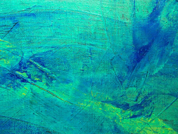 Abstrakte Malerei Hintergrund Gelben Grünen Und Blauen Farben Acryl Auf — Stockfoto