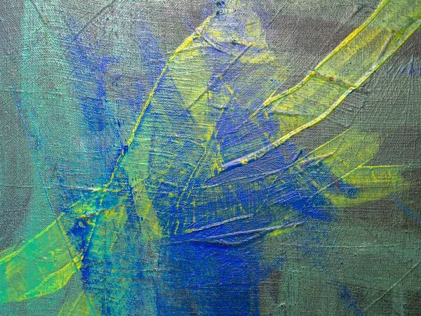 Peinture Abstraite Fond Jaune Vert Bleu Acrylique Sur Toile Texture — Photo