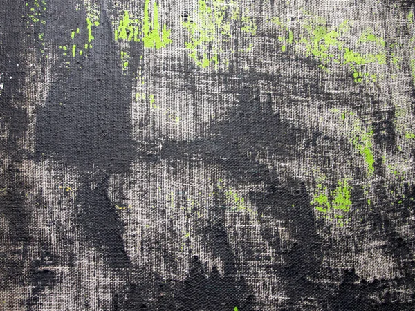 Absztrakt Festészet Háttér Fekete Zöld Színekben Akril Vászonfestményen Vászontextúra — Stock Fotó