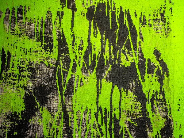 Absztrakt Festészet Háttér Fekete Zöld Színekben Akril Vászonfestményen Vászontextúra — Stock Fotó