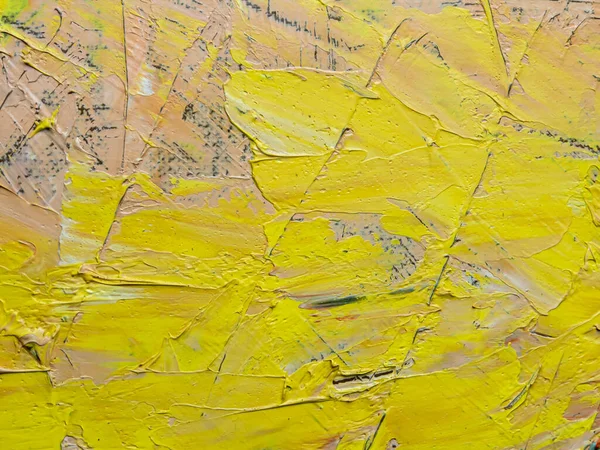 抽象的背景 黄色とオレンジ色のキャンバス上の油絵 — ストック写真