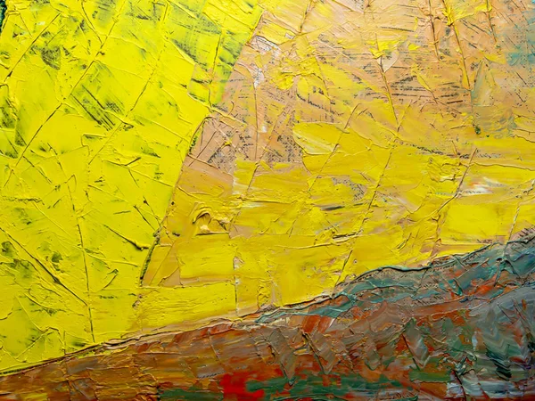 Abstraktní Pozadí Olejomalba Plátně Žlutými Oranžovými Barvami — Stock fotografie