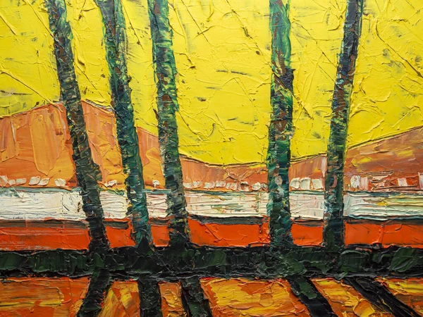 Abstrakcyjne Tło Obraz Olejny Płótnie Kolorach Żółtym Pomarańczowym Obraz Stockowy