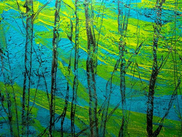 Abstrakcyjne Drzewa Tło Obraz Olejny Płótnie Sztuka Grunge Kolor Abstrakcyjny — Zdjęcie stockowe
