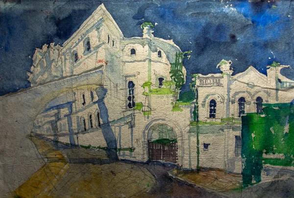 Ławra Peczerska Kijów Ukraina Historyczna Architektura Kijowa Kijowskie Ulice Malarstwo — Zdjęcie stockowe