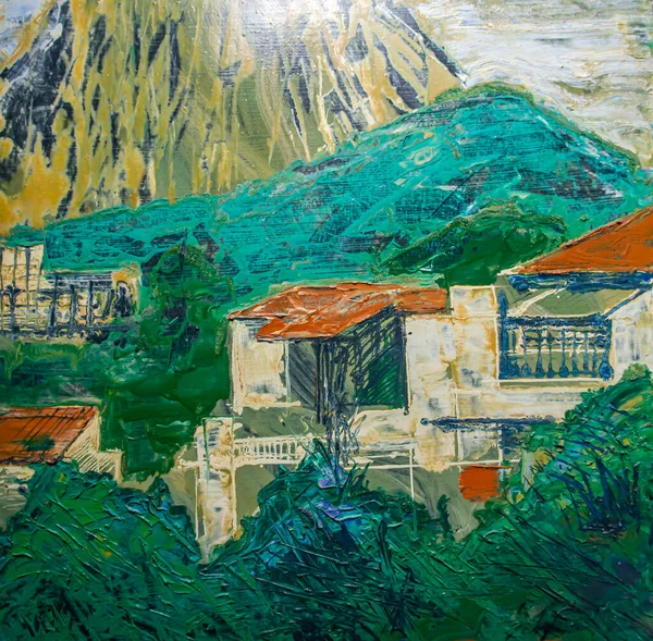 Landscape in Rio de Janeiro, Brazil. Rio de Janeiro views. Oil colors painting, illustration. Oil color artwork.