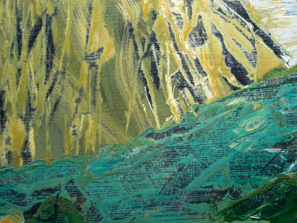抽象的な背景 キャンバス上の緑 白の油色 アート 抽象的なパターン — ストック写真