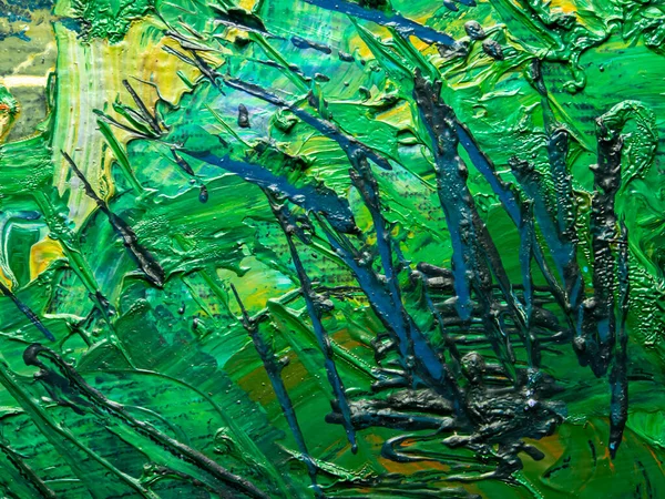 Abstrakter Hintergrund Grüne Ölfarben Auf Leinwand Kunst Abstrakte Muster Illustration — Stockfoto