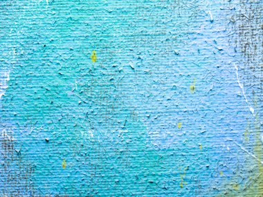 Tablonun renkli bir yüzeyi var. Resim fraktürü boyama. Renkli doku. Soyut arkaplan. Tuval üzerine yağlı boya boya mavi ve turkuaz renklerle.