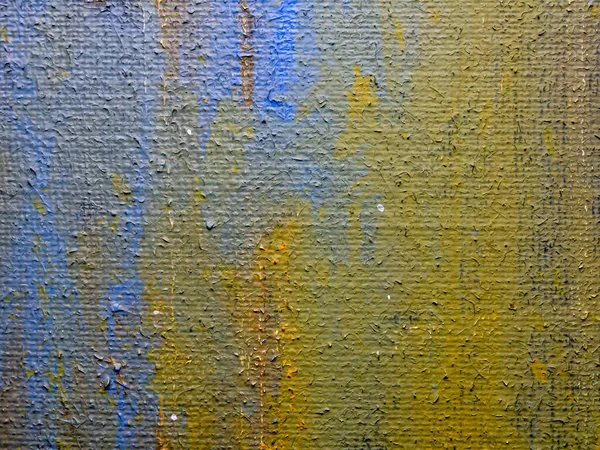キャンバス上の絵のカラフルな表面 絵画工芸品の工場 カラフルな質感 抽象的な背景 黄土色のキャンバス上の油絵 — ストック写真