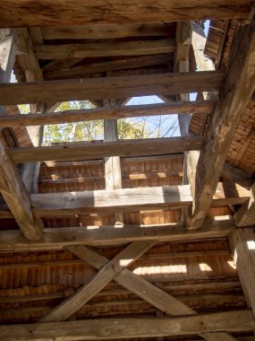 Ulusal Halk Mimarisi Müzesi ve Ukrayna Hayatı. Geleneksel ahşap evler, Pyrohiv, Kyiv, Ukrayna. Açık hava müzesi, doğa rezervi..