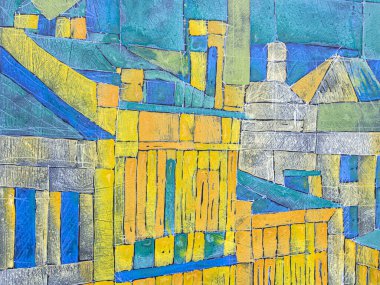 Tablo üzerinde akrilik resmin soyut çok renkli arkaplanı. Tablonun ayrıntıları