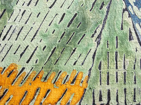 Tablo üzerindeki akrilik resmin çok renkli arkaplanı. Ayrıntılar, tuvaldeki akrilik resmin dokusu. Geometrik resim.