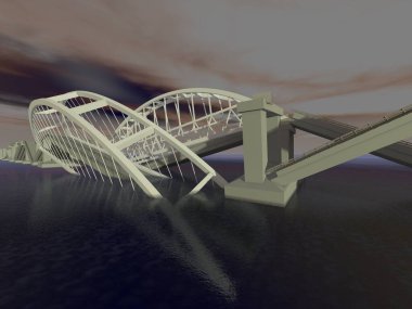 Köprü yıkıldı. Suyun üstüne çöken köprü