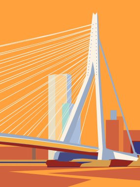 Rotterdam, Hollanda şehri, şehir manzaralı. Rotterdam Köprüsü.