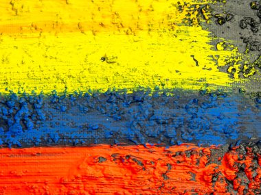 Kolombiya 'nın fırça boyalı bayrağı. Kolombiya 'nın el yapımı bayrağı.