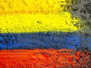 Kolombiya 'nın fırça boyalı bayrağı. Kolombiya 'nın el yapımı bayrağı.